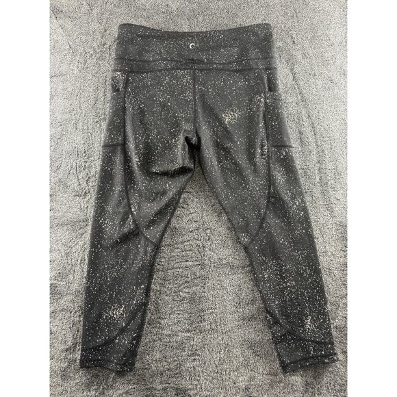 ZYIA Active Black Speckled Cropped Leggings Womens Size 16-18 - Picture 2 of 4